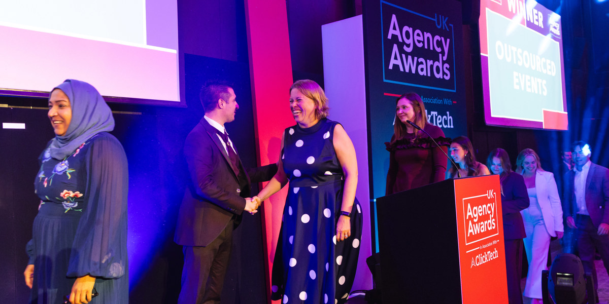 Outsourced Events winning Best Large Agency of the Year at the UK Agency Awards 2026