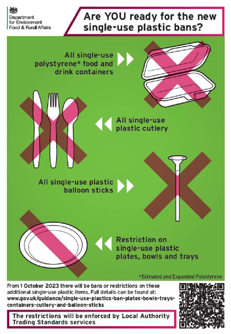Poster explaining the single-use plastics ban
